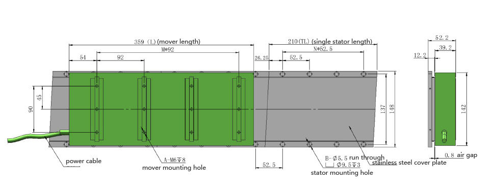 iron core motor mover and stator