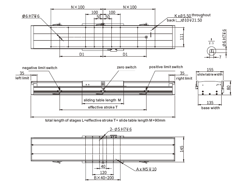 Single linear module with linear motor